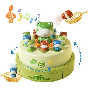 Electric Music Turntable Jump Frog, Hand-Eye Coordination, Parent-Child Interaction Desk Game, Gift, Requires 3 Aa Batteries