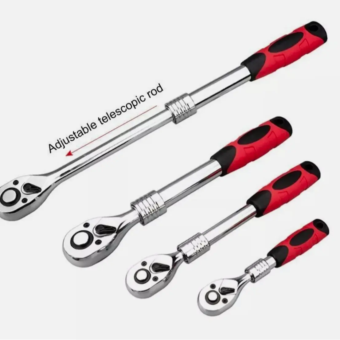 72-Tooth Chrome Vanadium Torque Wrench, Adjustable Ratchet Quick Release Telescopic Socket Spanner with Multiple Lengths for DIY Users, Garage Work
