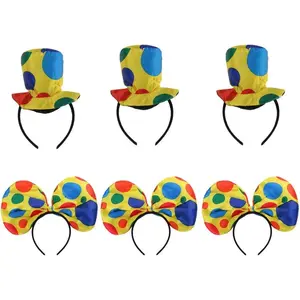 6pcs Clown Headband Polka Dot Clown Hat for Halloween Cosplay Costume Accessories, Multicolored, Medium