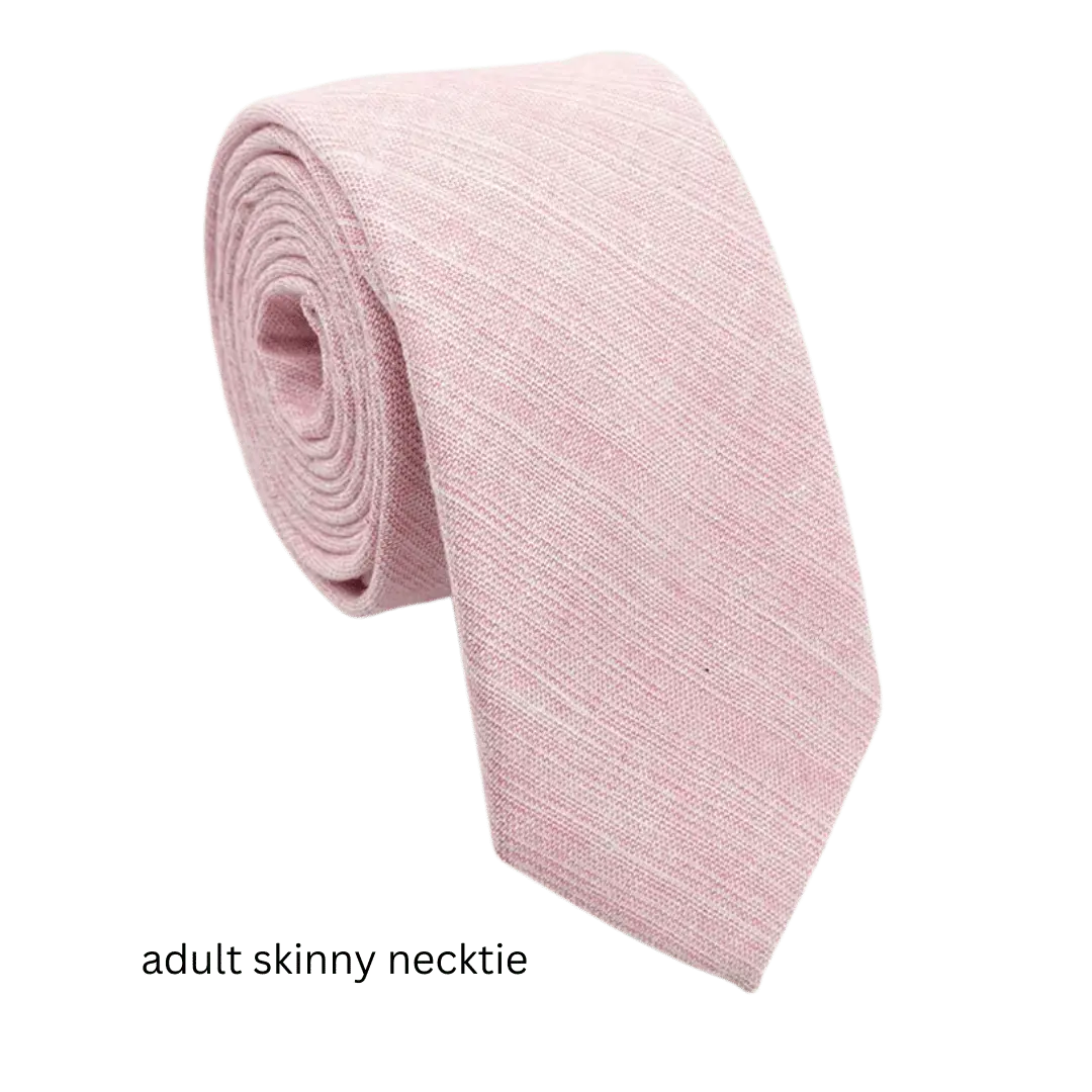 TIE MOOD Charlie Pink Linen Necktie, Bow Tie & Pocket Square Collection