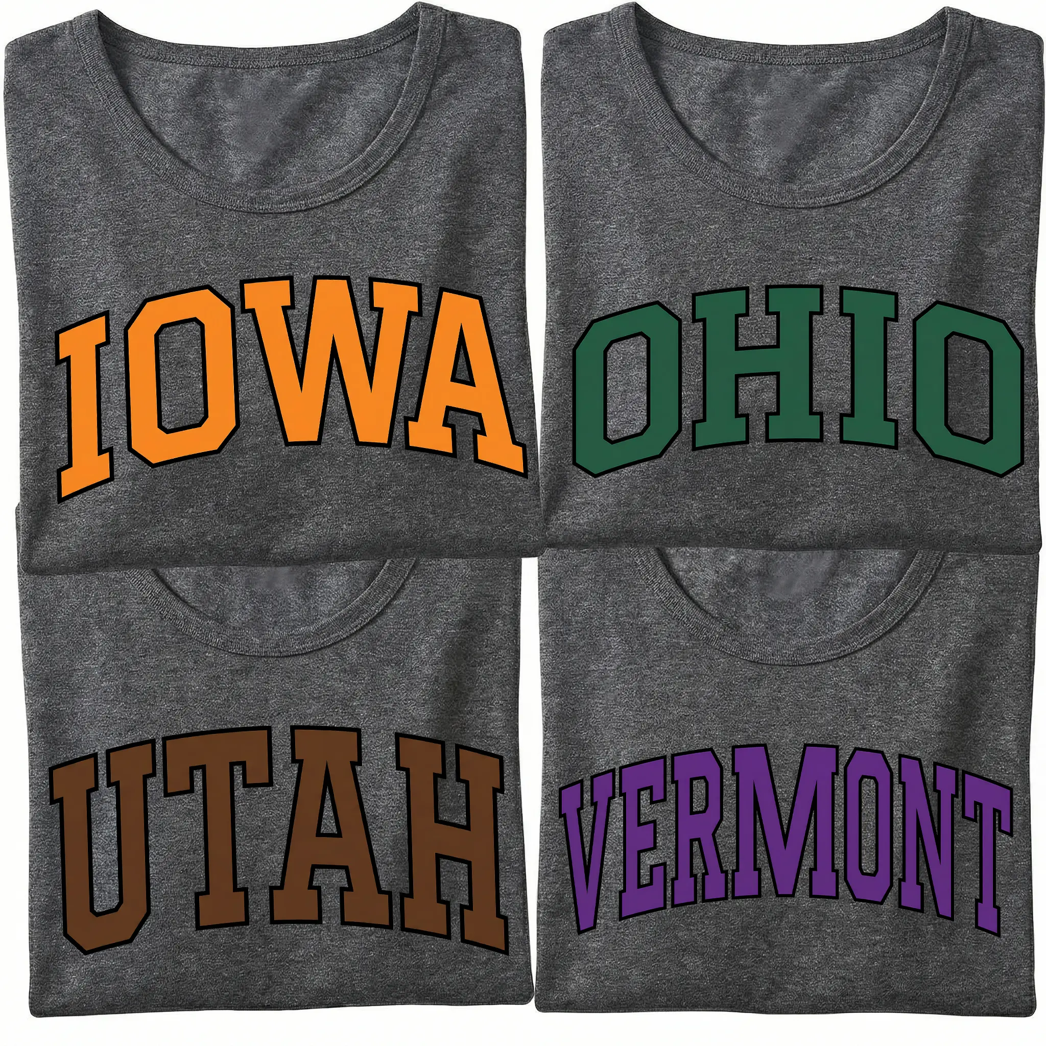 Minimalist USA 50 States Outline T-Shirt - Conversation Starter 'Where Are You From?' Graphic, Classic Fit Crew Neck Short Sleeve, Your Go-To Versatile Summer Essentia Crewneck Tshirt Top Top Womenswear Streetwear