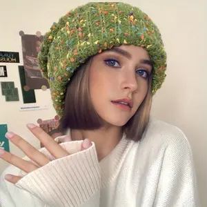 Chunky Knit Corn Hat for Women, Loose Fit for Large Head Circumference, Knitted Slouchy Beanie, Face Slimming, Ear Protection, Winter Hat