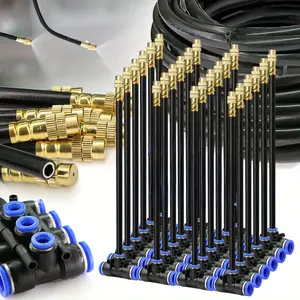 [Heavy-Duty | 360 °   Free-Bend] 20-Pack Heavy-Duty 360 °   Free-Bend Misting Nozzles |   Brass & Plastic Construction, Leak-Proof Quick Connect/Release for Cooling Systems, Gardening, Industrial Irrigation |   Compatible with 8mm/12mm PE/PU/PVC/Nylon Ho