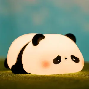 Cute Panda Design Night Light, USB Rechargeable Silicone Night Light, Bedside Touch Lamp, Decorative Light for Home Bedroom, Living Room, Office, Decorative Gentle Lamp, Ambient Night Lights