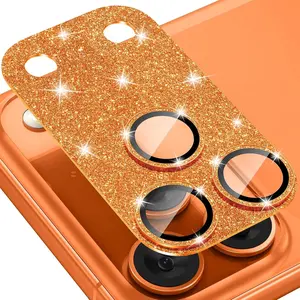 Glitter Diamond Camera Lens Protector Tempered Glass iPhone 17 Pro Max/17 Pro Full Coverage Aluminum Lens Film, Protective Anti-Scratch Camera Protector, Original Color Glass Lens Cover, Cellphone Accessories