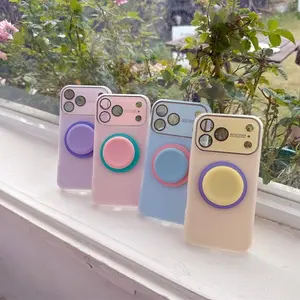 Jelly Stand Case For iPhone 17 Pro Max 14 15 16 Pro Magsafe Magnetic Lens Shockproof Luxury Wireless Charging Candy Holder Cover