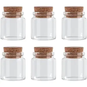Danmu 50ml Mini Glass Bottles, Small Jars with Wood Cork Stoppers, Message Bottles for Wedding Favors, Baby Shower Favors, DIY Craft,Gift Making 6 Pack