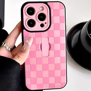 Invisible Ring Holder Black and White Checkered Shockproof Phone Case Suitable for iPhone 17 16 15 14 13 Pro Max Puzzle Checkered Personalized Male and Female Protective Case Cover Phone Accessories