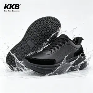KKB Men's Leather Loafer Sneakers - Nonslip, Waterproof, Arch Support, Memory Foam, Round Toe Slip-On Footwear for Work, Walking; All-Seasons Nonslip Casual Trainers Walking Shoes