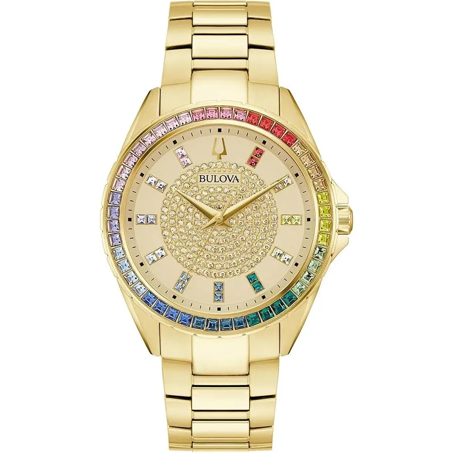 Bulova Crystal Phantom Gold-Tone Mens Watch 97A179
