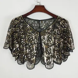 women's sequined beaded summer season lace short waistcoat shawl