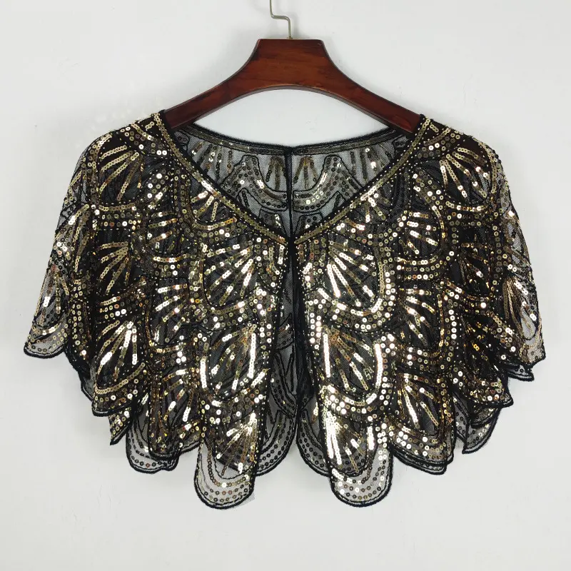 Beaded Sequin Vest for Women, Short Lace Waistcoat Shawl with Sparkle for Summer Parties and Evening Wear, Beads, Female, Accessories, Clothes, Evening Look, Sequin Fabric, Sparkling Beads, Short Waistcoat
