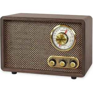 Victrola Willow Retro Wood – Bluetooth Radio with Built-in Speakers, Elegant & Vintage Design, Rotary AM/FM Tuning Dial, Bass & Treble Control, Wireless Streaming, Espresso