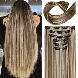 6pcs/set Long Straight Hair Pieces Synthetic Clip In Hair Extensions Elegant for Daily Use Hair Accessories Halloween Christmas