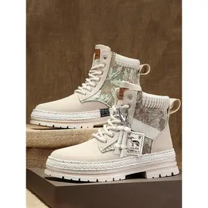 Unisex fashionable patchwork lace-up hiking shoes—trekking and camping footwear, casual sporty outdoor shoes for men and women, breathable comfortable sports shoes for daily wear