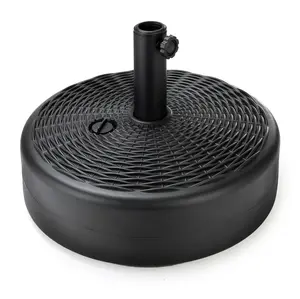 Home Zone Living 40lb Round Fillable Patio Umbrella Base Stand, 18in, Pole Holder, Water, Sand, Fits Poles Up to 1.9in(48mm) Diameter, UV Resistant