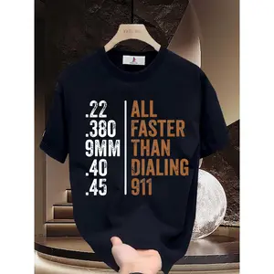 Men's Classic Heavy Cotton T-Shirt with Funny "All Faster Than 911" Graphic Print - Seamless Short Sleeve Design with Smooth Fabric