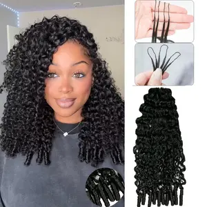 YWIGS Crochet Human Hair for Mircale Knots Human Hair Feather Crocher Human Hair for Miracle Knots Boho Braids Burmese Curly Pre-Separated 60g / Bundle, 4 to 5 Bundles Recommended