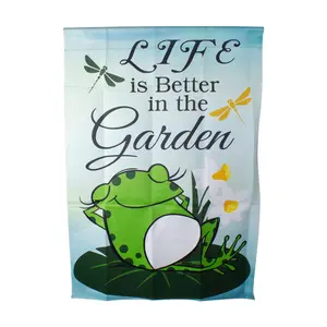 Northlight Life is Better in the Garden Green Frog Flag