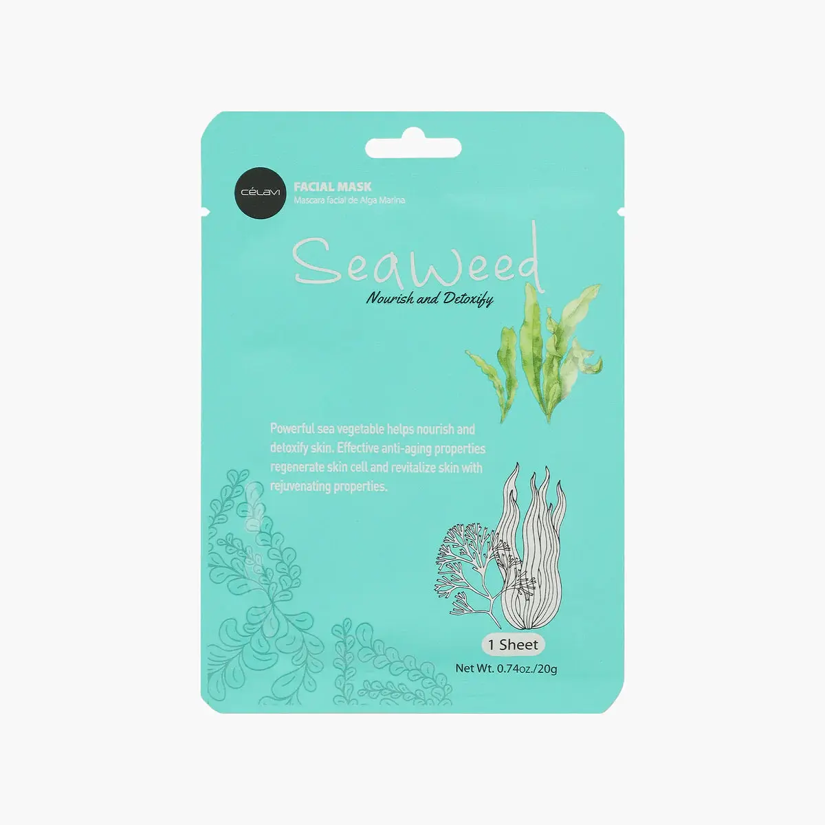 Celavi Seaweed Deep Face Mask MK018 - Unisex Single Item, Deep Cleansing, Moisturizing, Skin Repair, Glowy Effect, Glowy Face Masks, Deep Face Masks