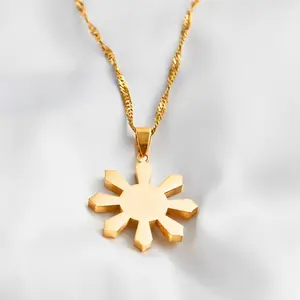 MABUHAY SUN PENDANT CHAIN NECKLACE | | 18K Gold Plated Stainless Steel Waterproof & Non Tarnish Durable Filipino Sun symbol synonym of pride light strength | Woman Jewelry