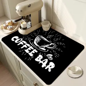 Coffee Theme Kitchen Mat, 1 Count Non-slip Kitchen Placemat, Absorbent Coffee Machine Mat, Coffee Table Mat, Kitchen Decor Accessories, Housewarming Gift, Coffee Bar, Coasters