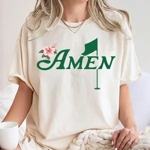 Azalea Pink Golf Graphic Tee, Golf Amen T Shirt – Funny Golf Par Shirt, Birthday Gift For Golf Lovers, Women Golf Outfit, Unisex Casual Graphic T-Shirts
