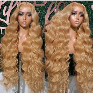 UMEGOOD 200% Density Honey Blonde Wig Human Hair 13x6 HD Transparent Lace Front Wigs Human Hair Hair Pre-Plucked 13x6 Blonde Body Wave Glueless Light Brown Lace Front Wigs Human Hair
