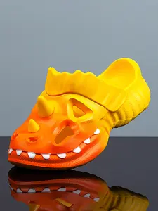 Men's Dinosaur Design Sandals, Cartoon 3D Dinosaur, Wear-Resistant Thick Sole, Outdoor Beach Resort, Summer Slip-On Shoes, Comfortable Couples' Shoes, Footwear, Outdoor Sports Slippers, Slide
