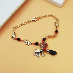 14K Real Gold Plated Elephant Evil Eye Bracelet Jewelry Adjustable Hypoallergenic Bohemian Style Anklet