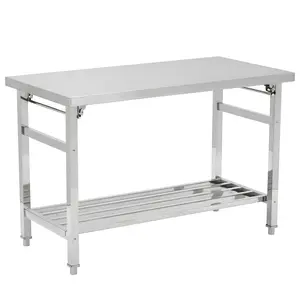 【GARVEE】48x24 Inch Stainless Steel Folding Work Table with Undershelf, NSF Commercial Heavy Duty, Ideal for Kitchen, Laundry, and Outdoor Cooking