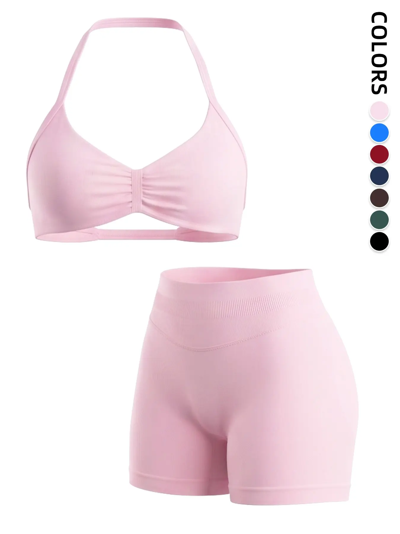 Women's Tight-Fit Halter Sports Bra with Shapewear Shorts, Sporty Workout Bra, Comfortable Lightweight Seamless Design, Ideal for Fitness, Workout and Daily Wear, Yoga Workout Bras