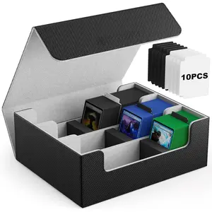 Card Box for Over 1800 Trading Cards, Trading Card Storage Box with 10 Dividers and 3 Foam Stoppers, Leather Magnetic Closure Commander Card Box, Suitable for Yu-Gi-Oh!, MTG, and Sports Cards
