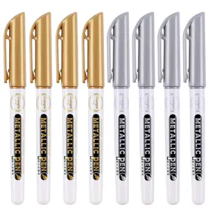 8 Pack Permanent Art Markers Gold Silver Color, Fine Tip Metallic Style Pens, Quick Dry Waterproof Ink for Artists Students Craft Use Drawing Pens Set