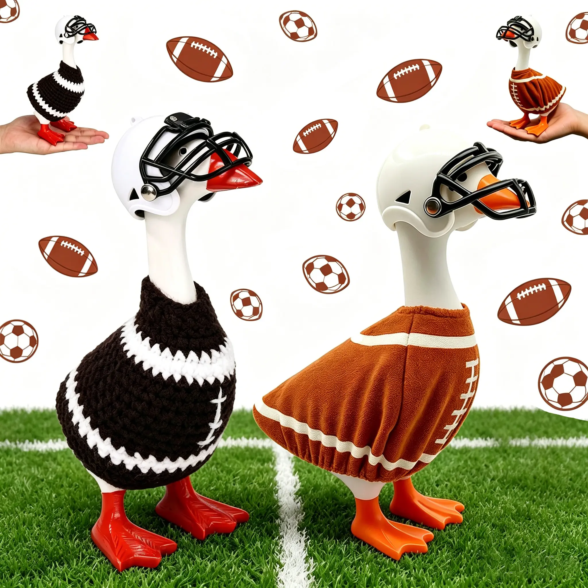 7-Inch Tall Desk Goose Outfits - 2 Sturdy Football Game-Sports Themed Polyester Costumes with Helmet, Customized Craft Interchangeable Figurines, Statues & Bobbleheads for Desk Decor Holiday Gift (Toys & Hobbies DIY Specialty Supplies)