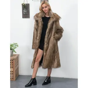 Fashion Square Collar Long Imitation Fur Women's Coat Women's Autumn and Winter New Coat elegant synthetic leather jacket White Fabric