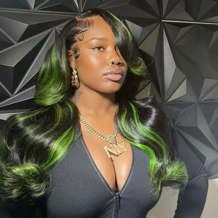 13x4 HD Lace Glueless Wig, 26 Inch Layered Wave Synthetic Hair Amazon.com : cuiud Chocolate Brown Lace Front Wig 13x4 HD  main image 3