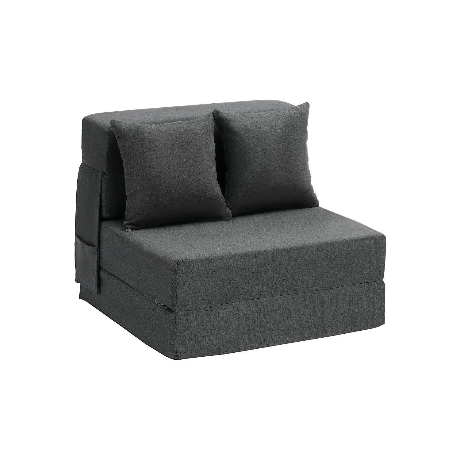 VEVOR 3-in-1 Compact Size Office Sofa Bed, 1-Person Single Seat Couch with Ergonomic Backrest, Dark Grey Non-Woven Seating, Cushion, 2 Pillows - Easy Unfolding for Dorms/Studying Use