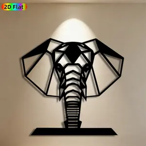 1pc Geometric Elephant Metal Wall Art, Stylish Elephant Statue Mural, Ideal Gift for New Year, Christmas, Elephant Decor Enthusiasts, Rust-Resistant Metal Wall Decor Wall Sculptures, Perfect for Living Room Wall & Garden Fence, Unique Home Accent
