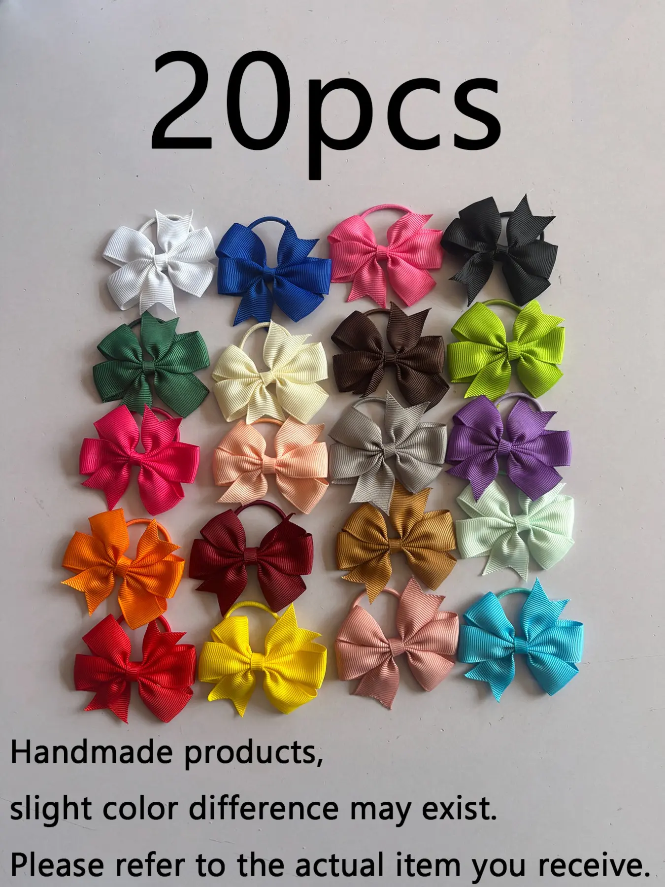 20pcs Cute Girl Hair Bands, Woven Fabric Bowknot Design, All Season Daily Use, Perfect Holiday Gift, Plain Style for Girls, Hair Accessories Sets