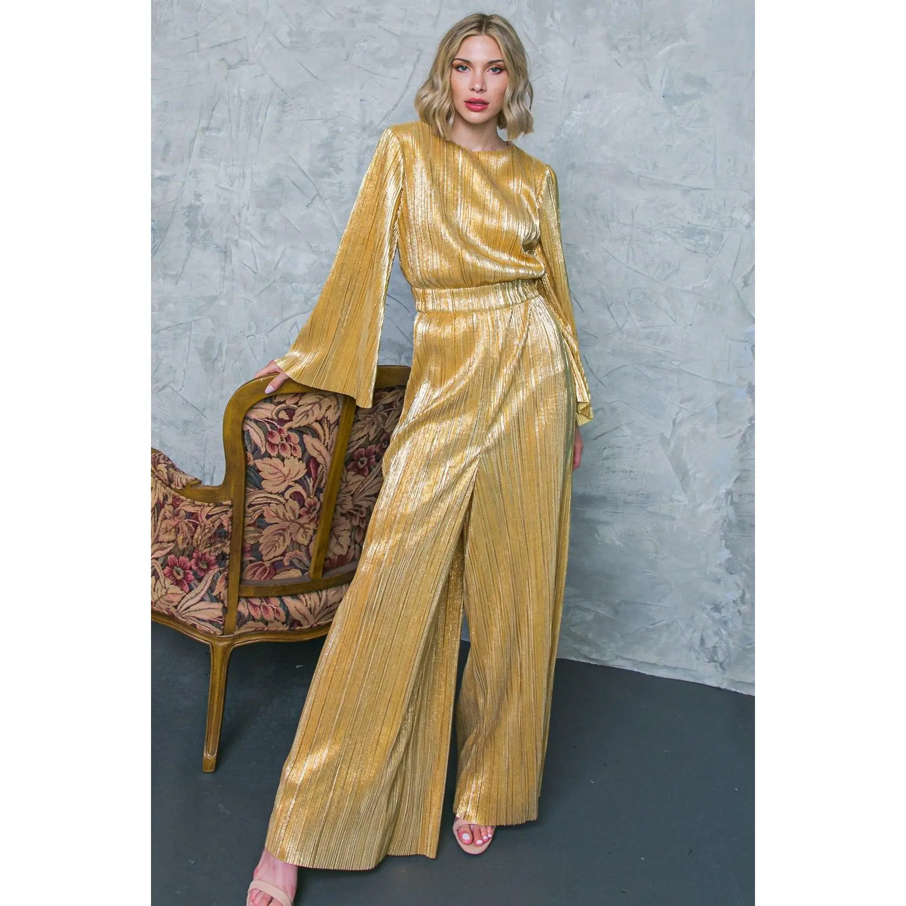 DARE TO DAZZLE PLISSE JUMPSUIT