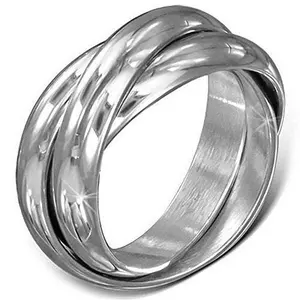 My Daily Styles Casual Stainless Steel Ring Set, 5 mm Wide, 3 Silver-Tone Interlocking Polished Bands