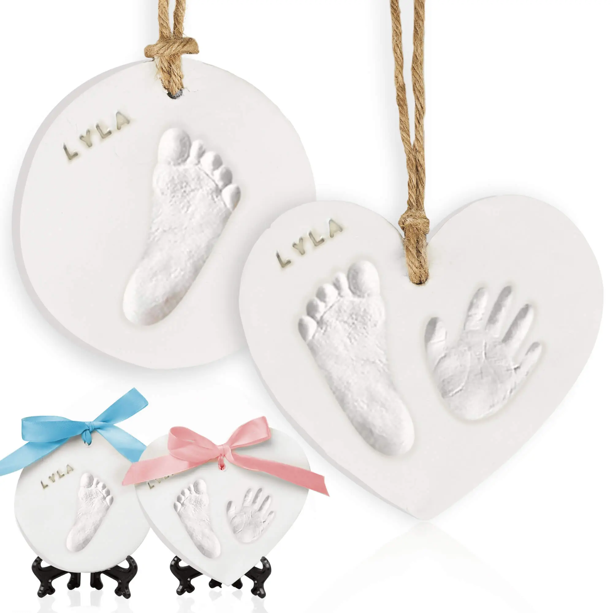 Baby Handprint Footprint Ornament Keepsake Kit - Newborn Imprint Ornament Kit for Baby Girl, Boy - Personalized New Baby Gifts for New Parents - Hand Print Christmas Ornament Kit