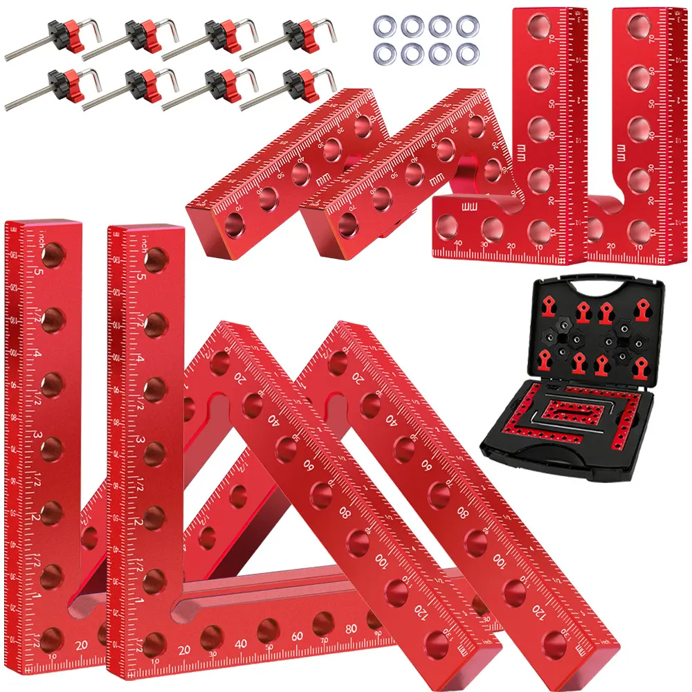 Maziloxe Corner Clamps for Woodworking, Aluminum Alloy 90 Degree Right Angle Clamp with Storage Box, Positioning Squares Woodworking Tools for Cabinets, Frames, Drawers, Box