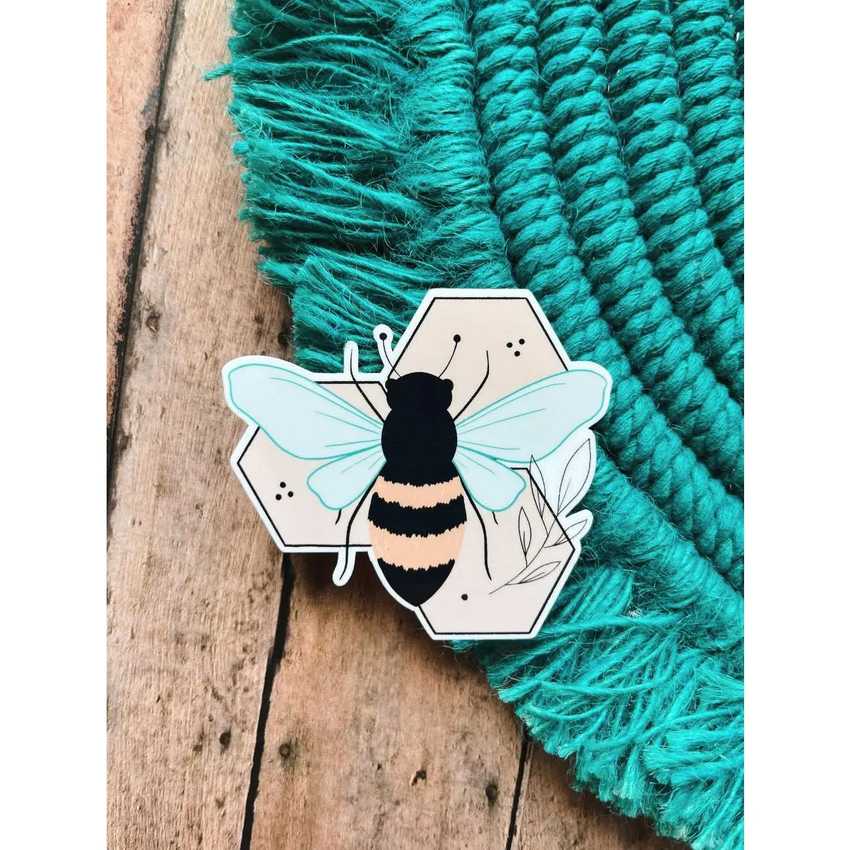 Honey Bee Decal, Cute Bee Lover Sticker, Floral Bee Art Sticker