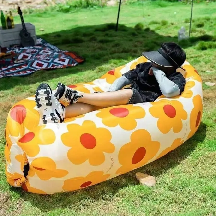 Inflatable Lounger Air Sofa Hammock, Portable Comfy Waterproof Couch Sofa Lounging for Camping, Outdoor Beach Hiking Picnics Music Festivals