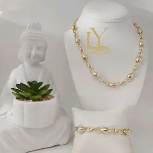 LaYaiBoutique #1821 14k gold plated necklace and bracelet set, high quality