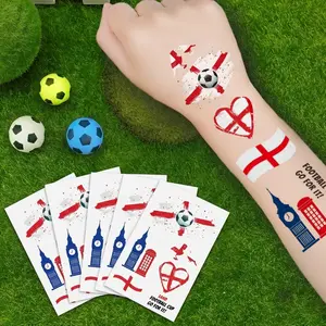 5 PCS England Flag Football Temporary Tattoos, Waterproof Fan Face Stickers, Sports Event Party Body Decorations, for Face and Arms