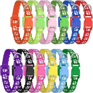 12 Pack Puppy Collars for Litter Adjustable Puppy ID Collars Soft Nylon Whelping Collars for Newborn Litter Pets