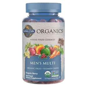 Garden of Life Organics Men's Multi Gummies Organic Berry 120 Vegan Gummy Drops Whole Food Vitamins